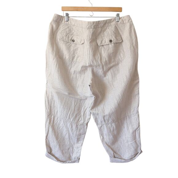 Lane Bryant Womens Linen Cropped Culotte Pants Gold Cream Beachy Casual 18 20 - Picture 2 of 6